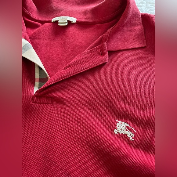 BURBERRY BRIT Mens XXL Red Polo Shirt Classic Fit - Picture 5 of 6